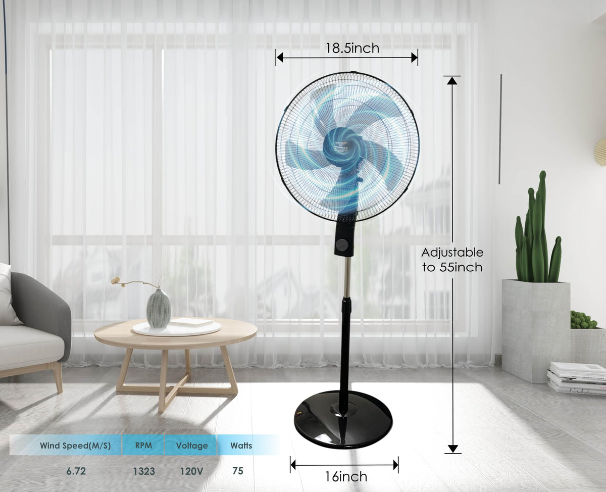 Black 2 Pack 16 inch Pedestal Stand Fan K865