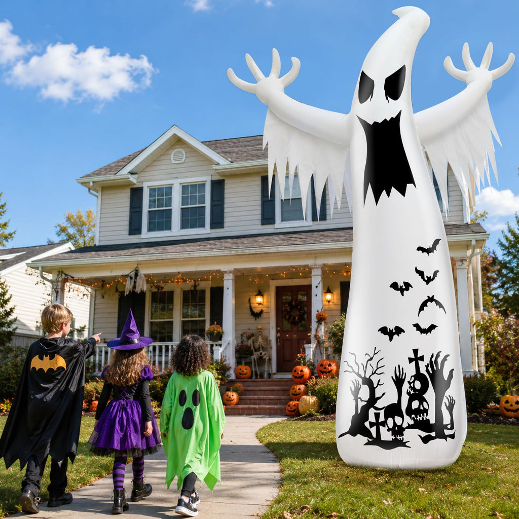 14 Ft Inflatable Ghost Outdoor Decoration with Flame Light Y87100