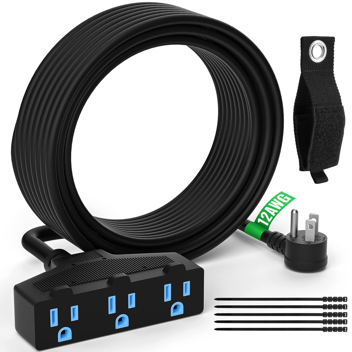 100 Ft 3 Outlet 12 Gauge Heavy Duty Outdoor Extension Cord E154