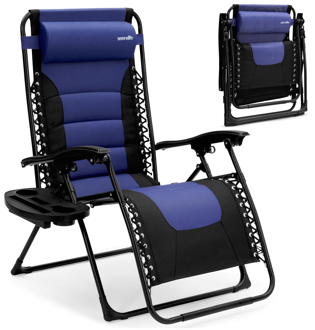 Foldable Adjustable Zero Gravity Lounge Chair with Cup Holder and Side Table J1265
