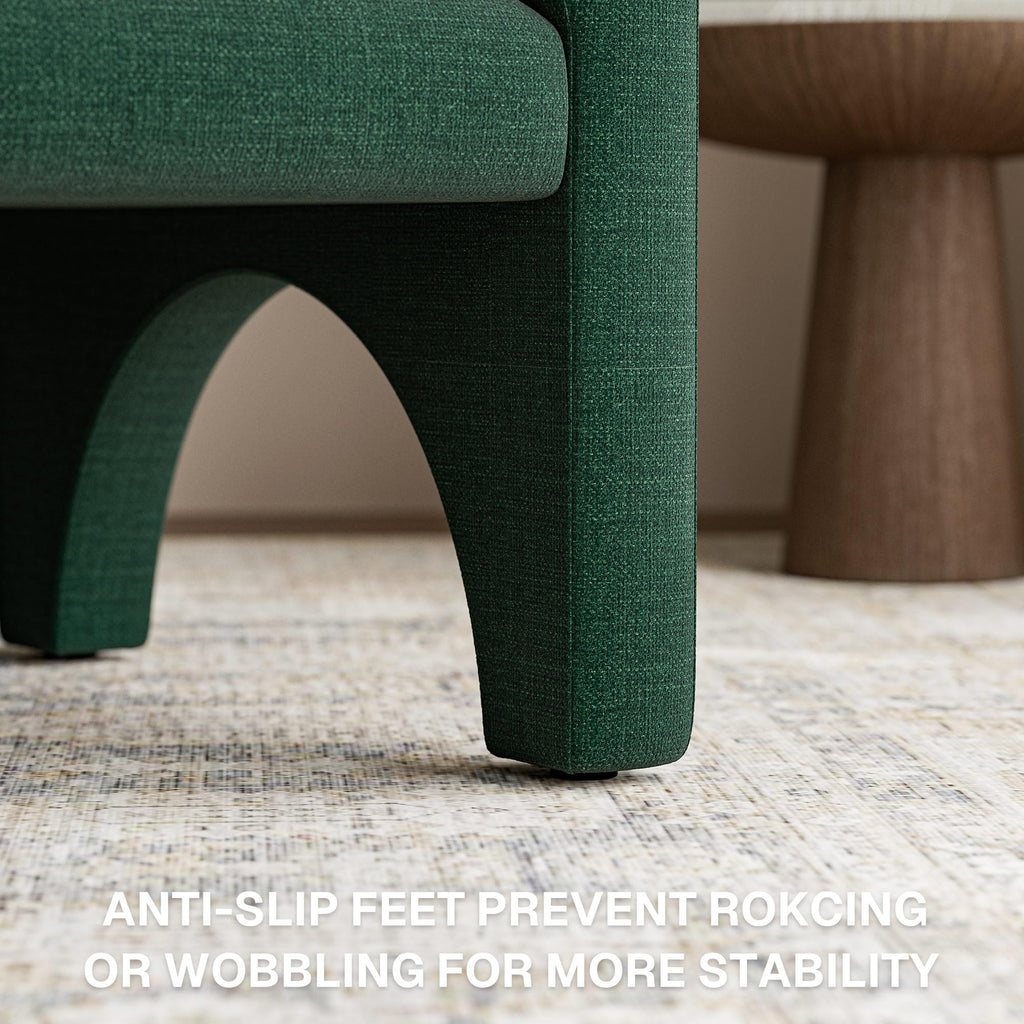 Green Upholstered Accent Chair Set of 2 with Rubber Wood Legs W896693