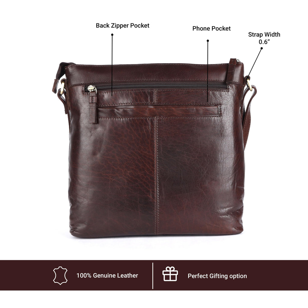 Extra-Large Genuine Leather Crossbody Purse Y244