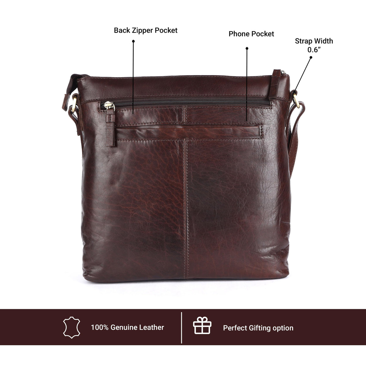 Extra-Large Genuine Leather Crossbody Purse Y244