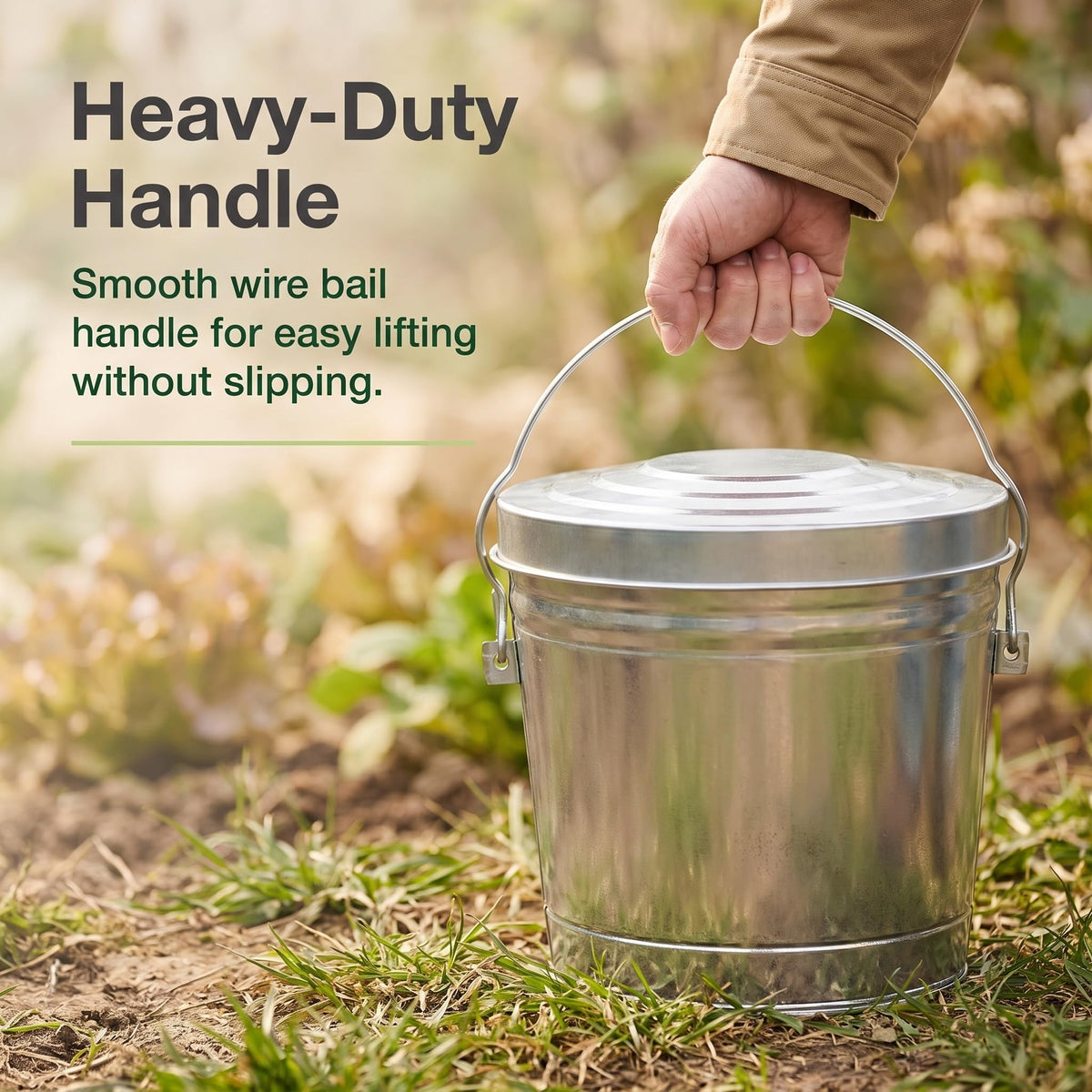 Galvanized Steel 6 Gallon Trash Can with Locking Lid M9791