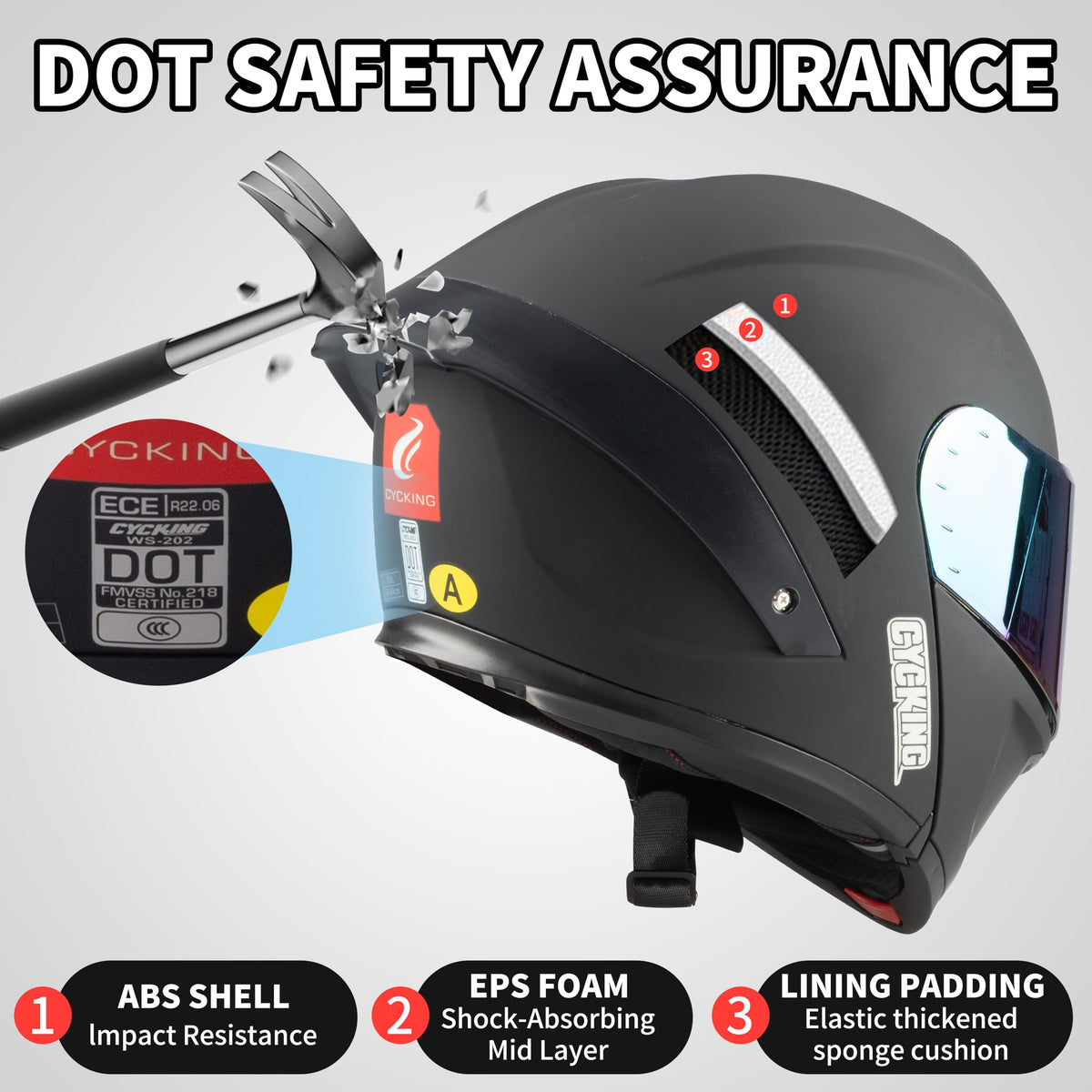 Modular Flip Up Full Face Motorcycle Helmet with Dual Visor V397