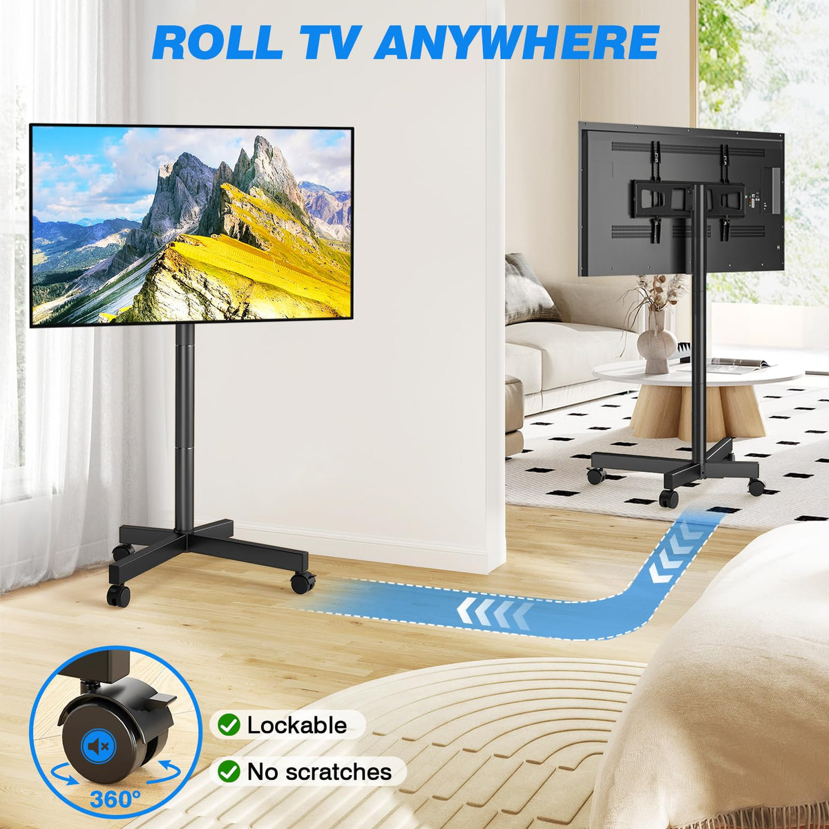 Mobile TV Cart Rolling TV Stand for 23-65 Inch Screens W989678