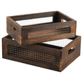 Set of 2 Rustic Wooden Nesting Boxes with Handle B5323