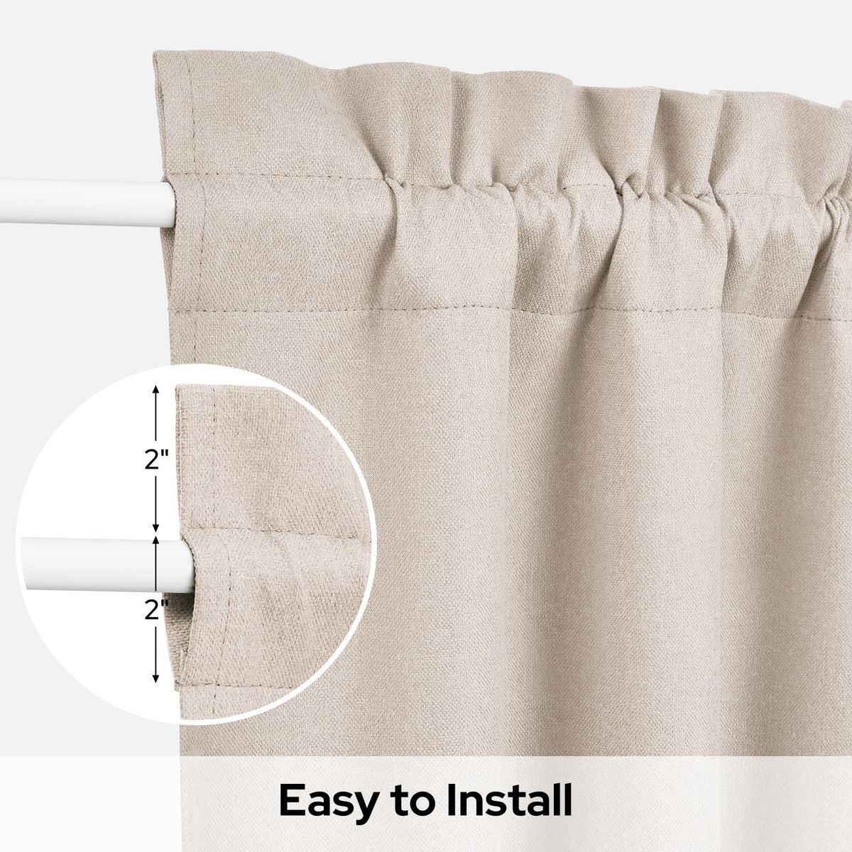 100% Blackout Linen Door Curtains 26x72 Inch K846967