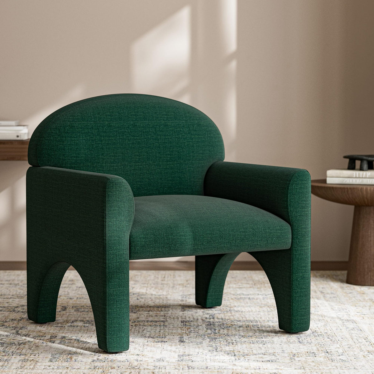 Green Upholstered Accent Chair Set of 2 with Rubber Wood Legs W896693