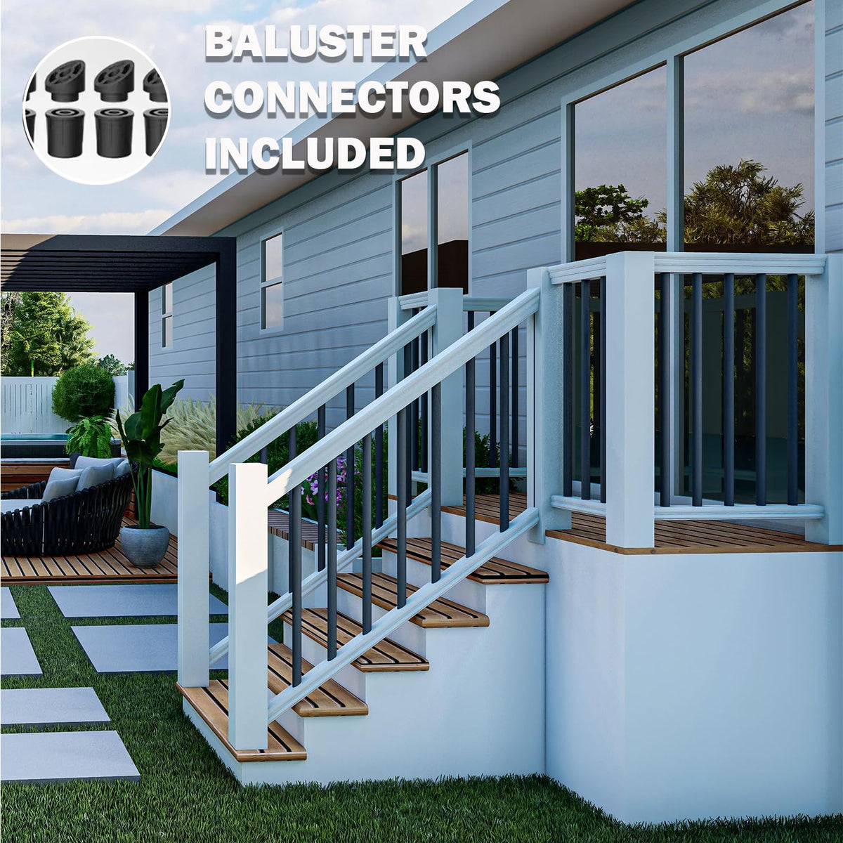 105 Pack 26" Black Aluminum Deck Balusters R16966