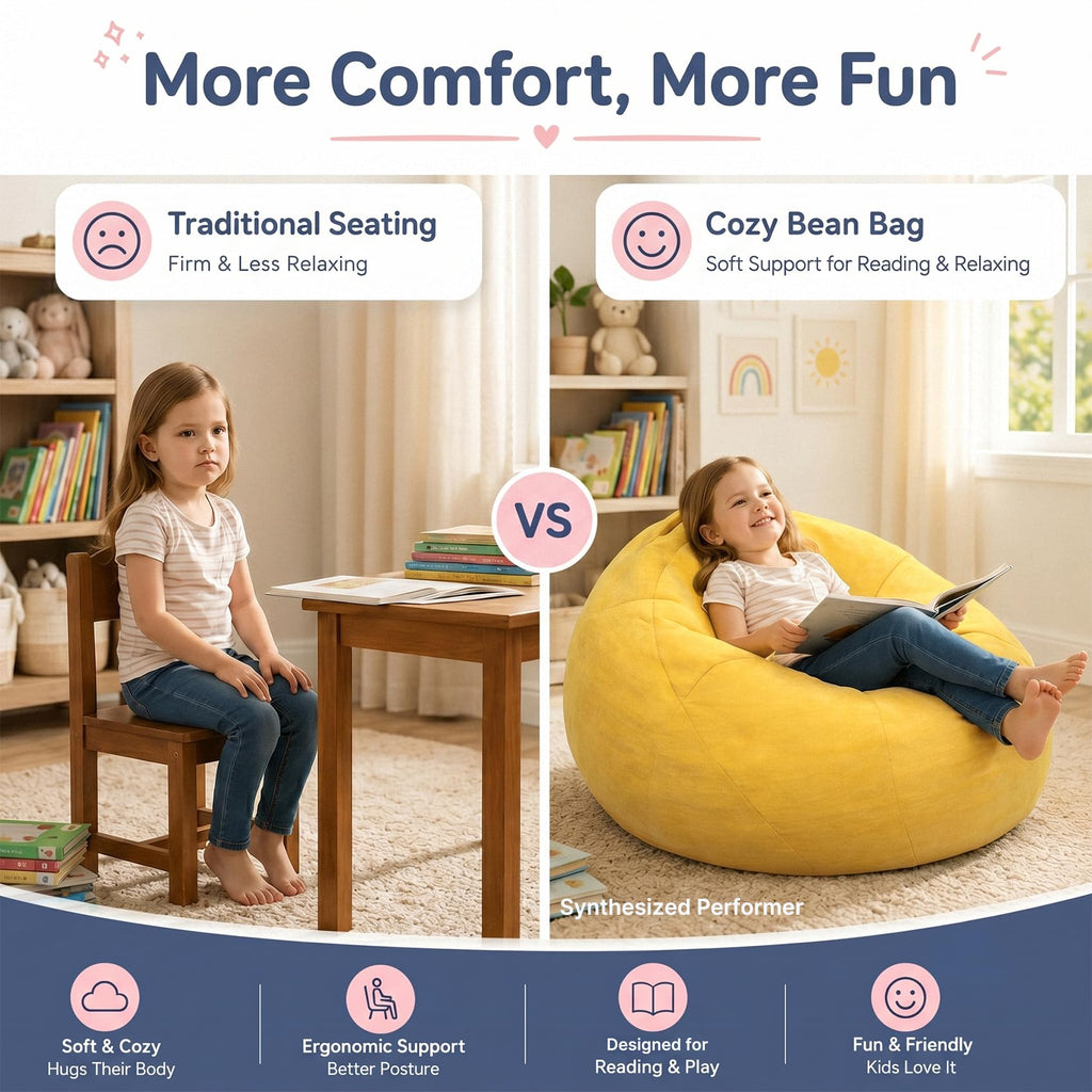 Small Yellow Bean Bag Chair D518