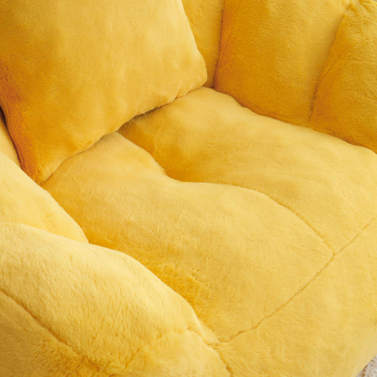 Yellow Faux Fur Memory Foam Bean Bag Chair with Footstool Y3919