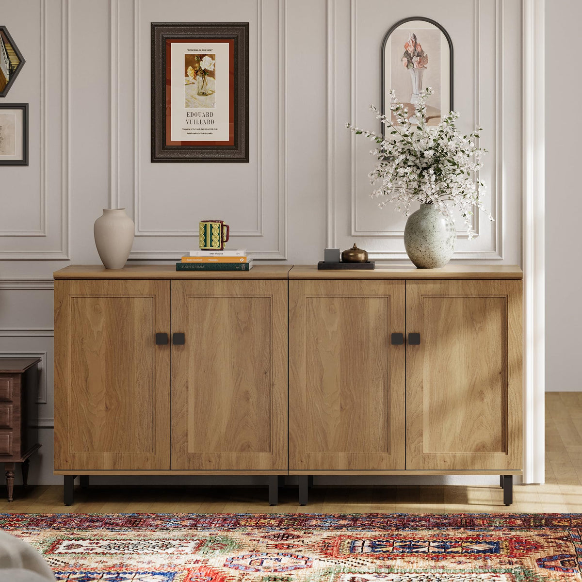 Oak Buffet Sideboard Cabinet with Adjustable Shelves U2842
