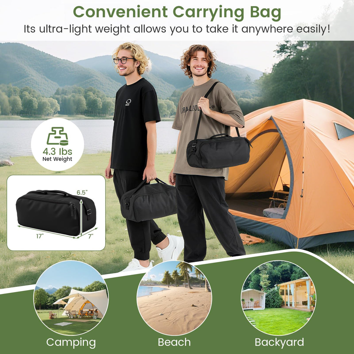 Folding Camping Cot with Carrying Bag & Side Pocket R720