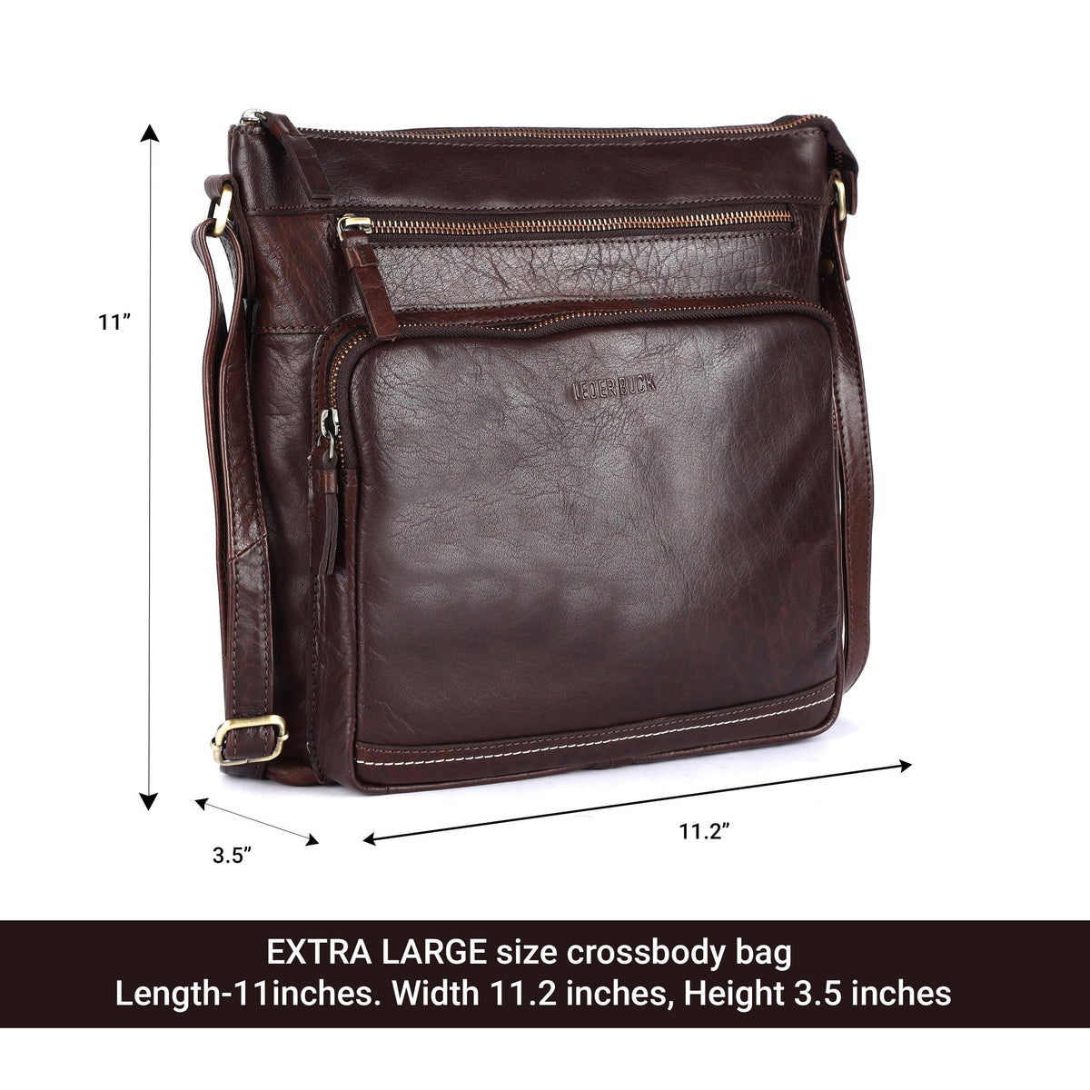 Extra-Large Genuine Leather Crossbody Purse Y244