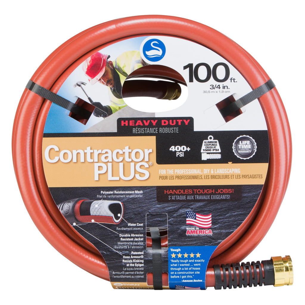 Heavy Duty Watering Hose, 100' Length, 3/4" Diameter, 400+ PSI, Red Y1945