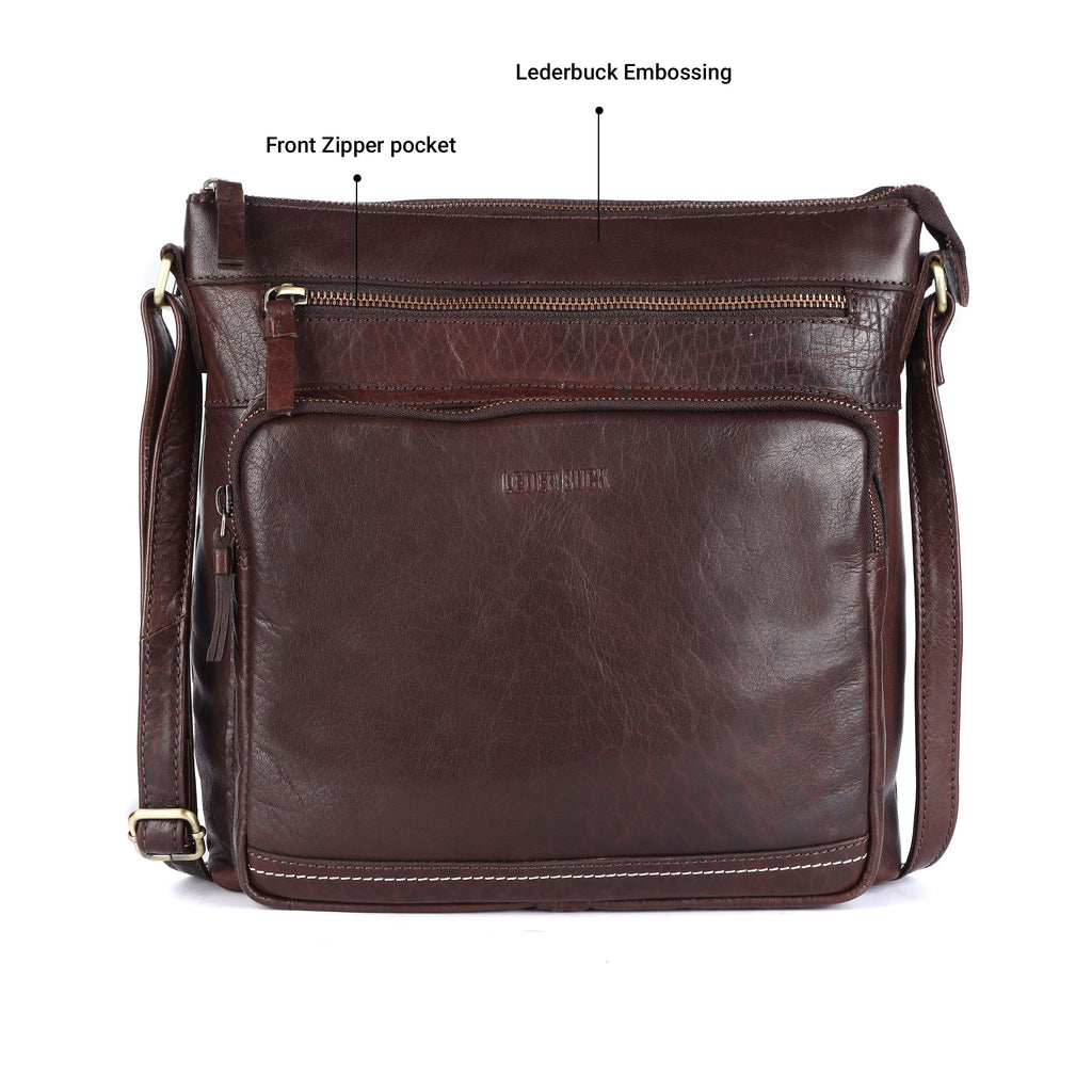 Extra-Large Genuine Leather Crossbody Purse Y244