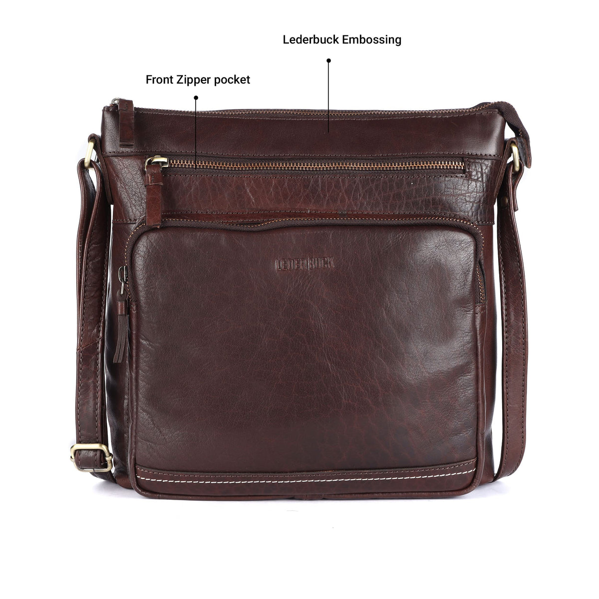 Extra-Large Genuine Leather Crossbody Purse Y244