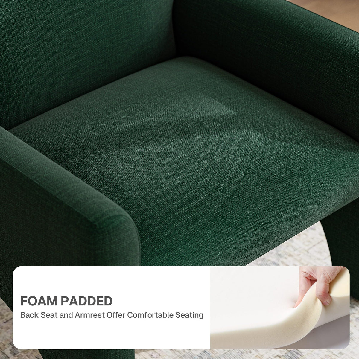 Green Upholstered Accent Chair Set of 2 with Rubber Wood Legs W896693
