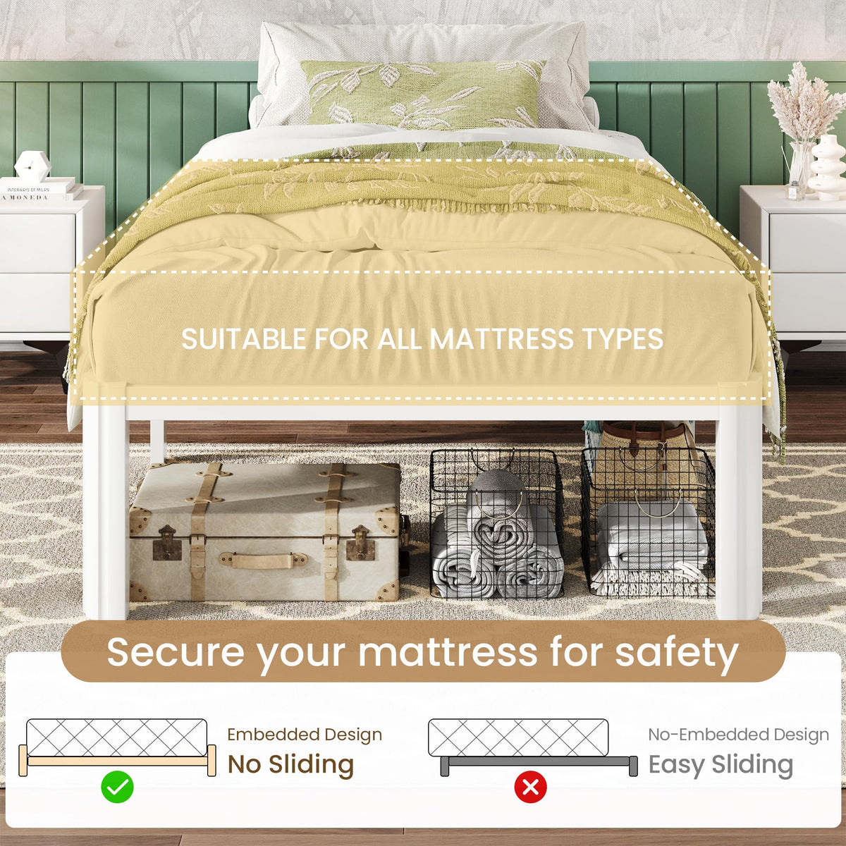 14" Twin Heavy Duty Metal Platform Bed Frame N71651