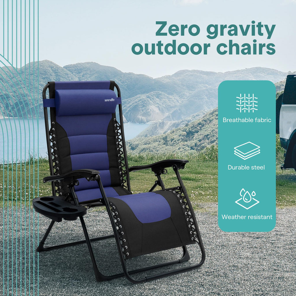 Foldable Adjustable Zero Gravity Lounge Chair with Cup Holder and Side Table J1265