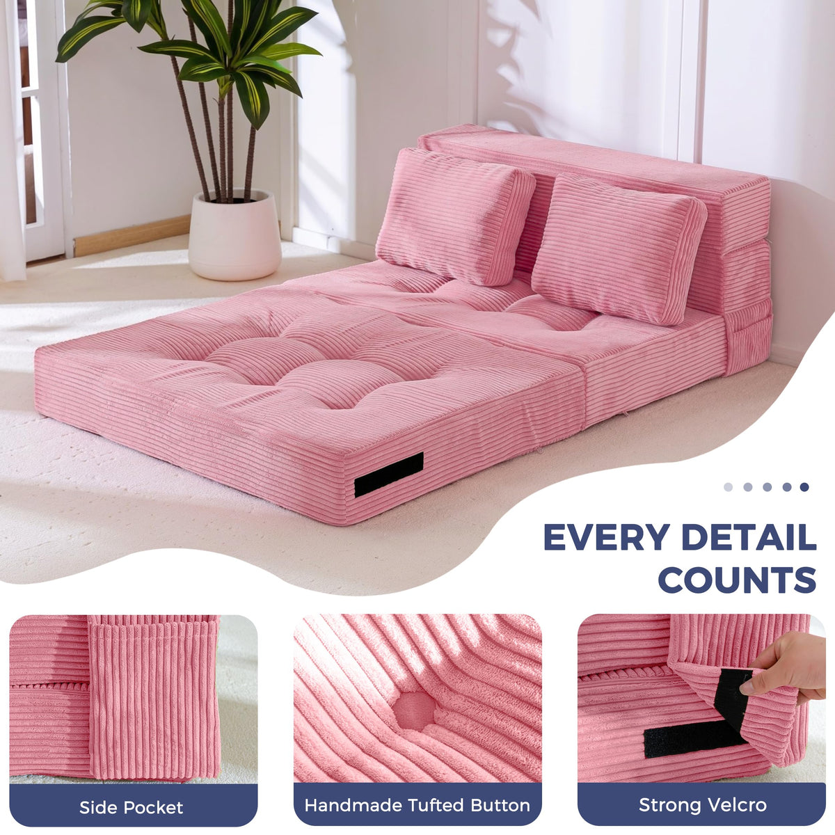 Convertible Sofa Bed with Pillow F770987
