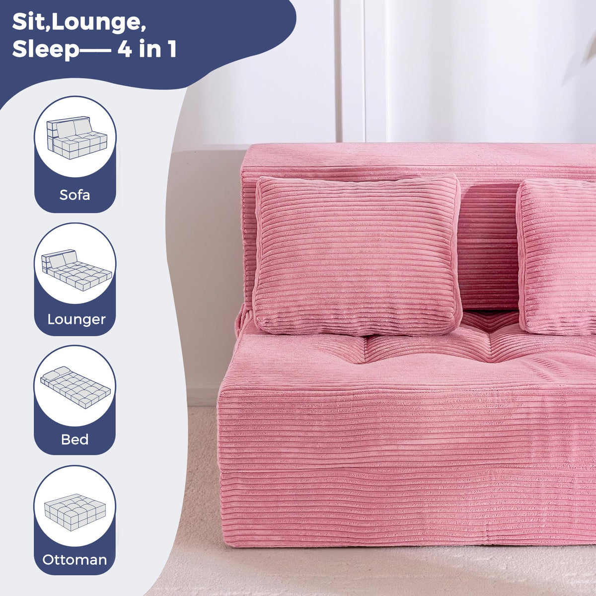 Convertible Sofa Bed with Pillow F770987