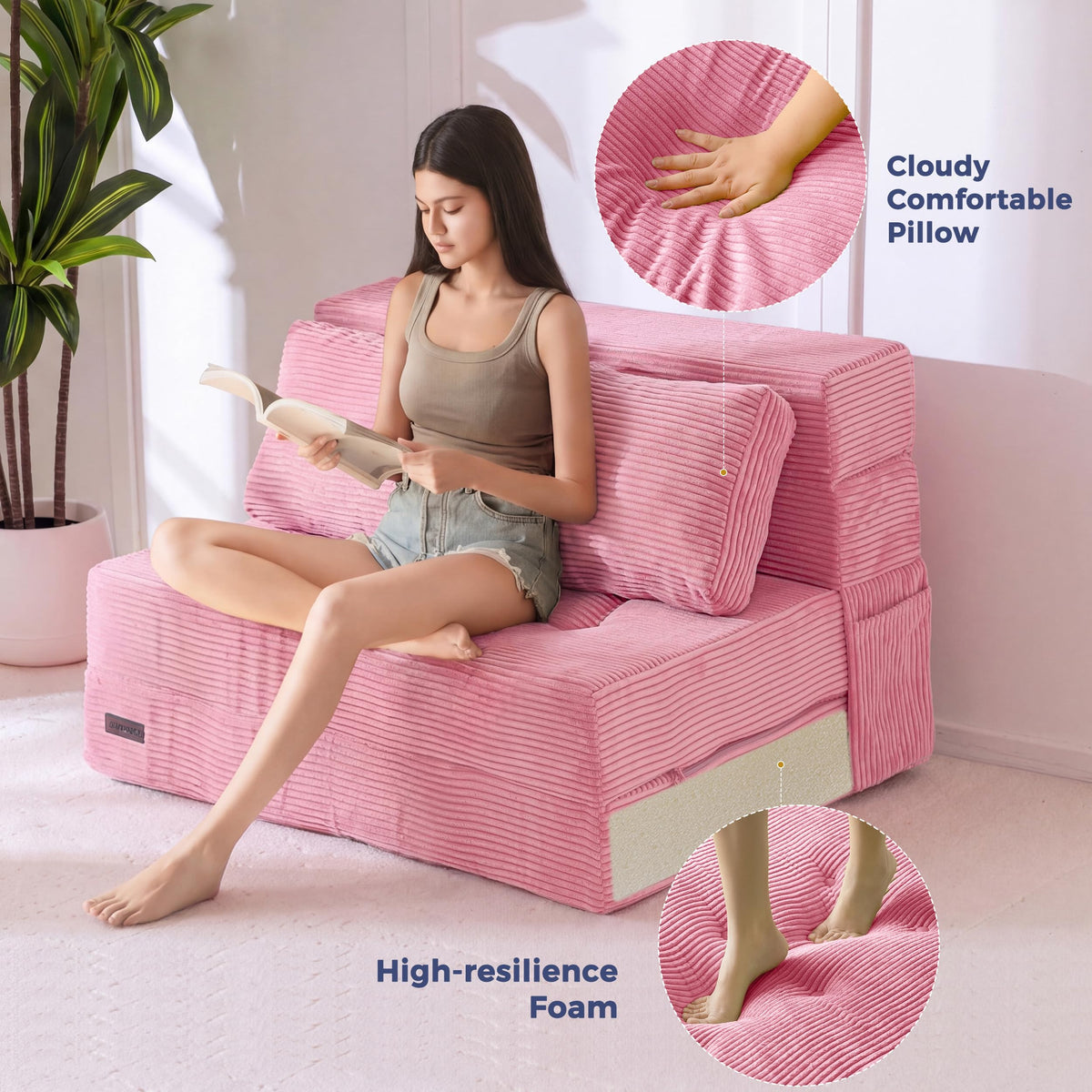 Convertible Sofa Bed with Pillow F770987