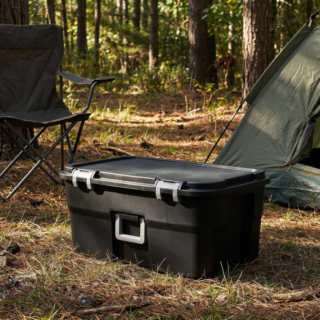 22 Gallon Black Wheeled Plastic Storage Trunk J8642