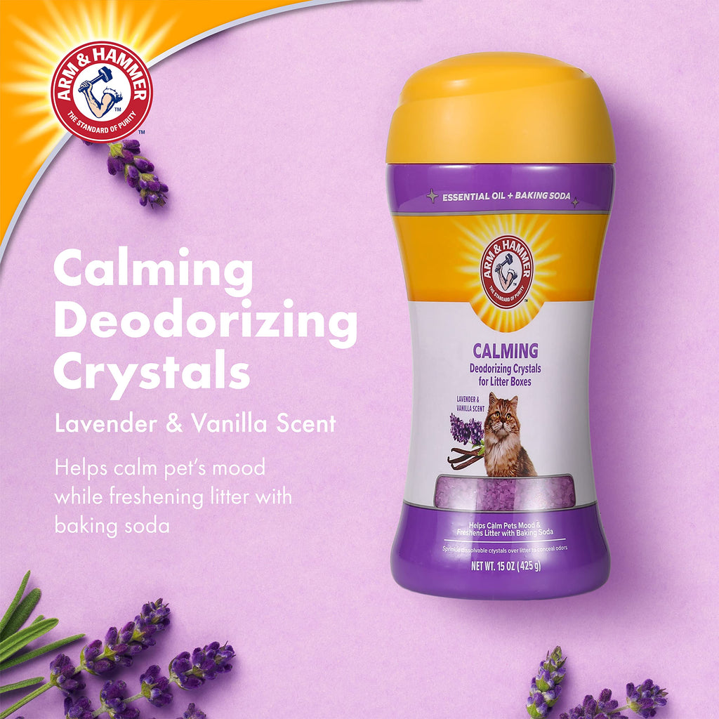 Cat Litter Deodorizing Crystals with Baking Soda, Lavender and Vanilla Scent, 15 Oz - 2 Pack Z418951