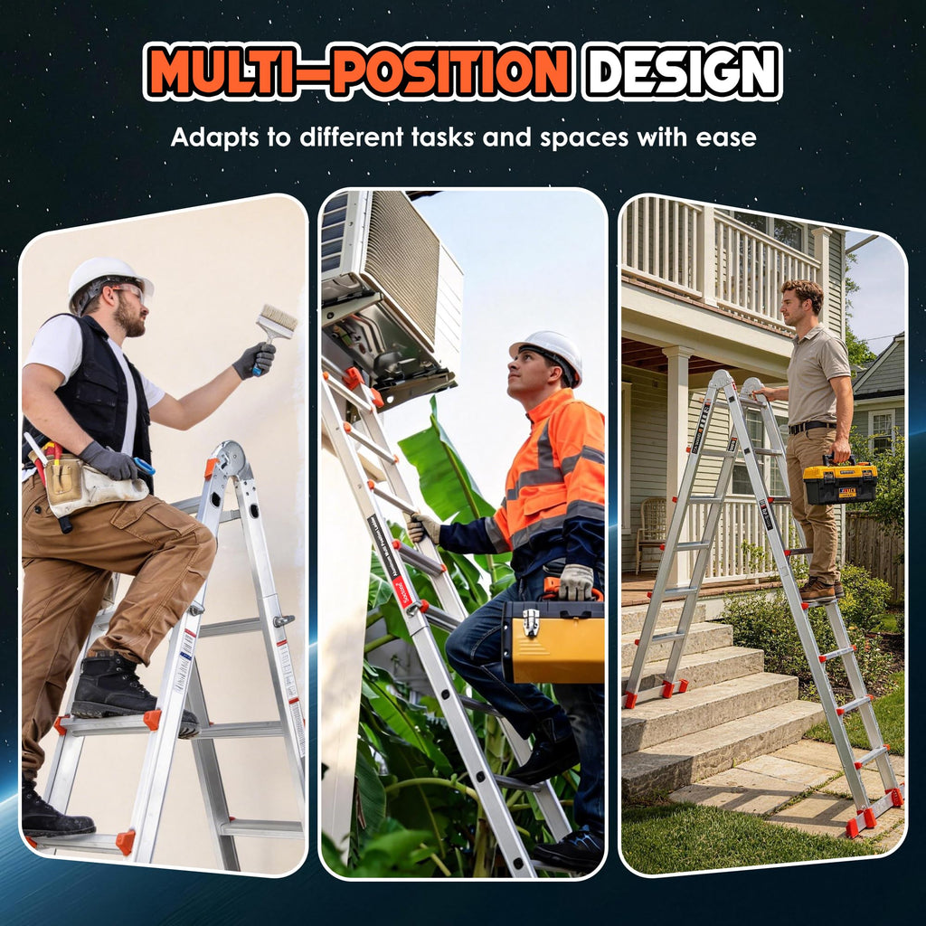 Telescoping Ladder, 22.5 Ft A Frame Anti-Slip Multi Position N8904