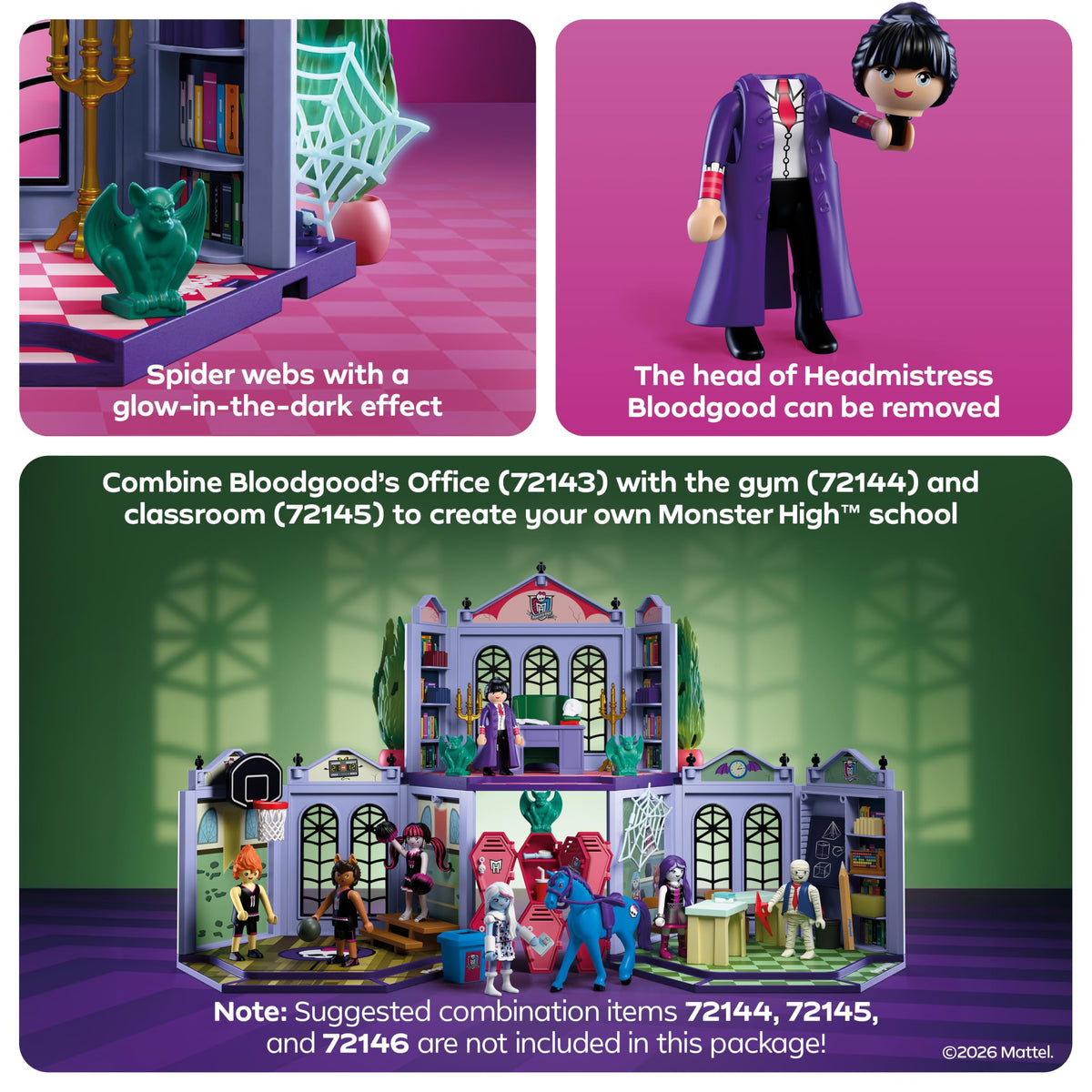 Monster High Office Playset with Desk and Glow-in-the-Dark Spider Webs D429