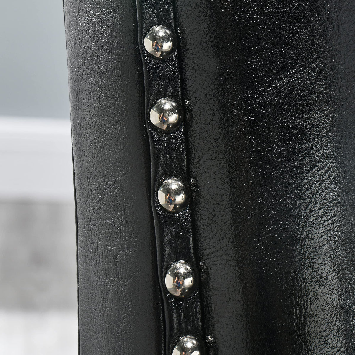 Black Faux Leather Dining Chairs Set of 4 with Wood Legs R611