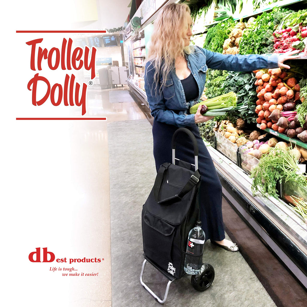 Black Foldable Shopping Cart with Wheels and Removable Bag U387